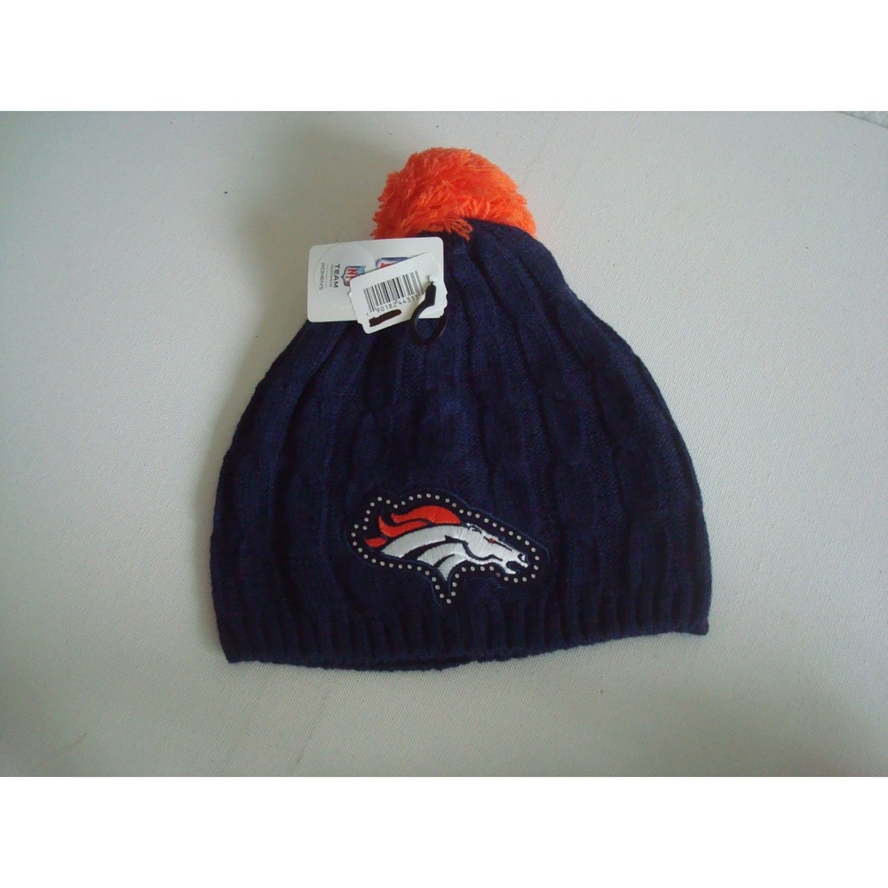 DENVER BRONCOS WOMENS BEANIE KNIT TOBOGGAN HAT CAP 00S Y2K VINTAGE L1